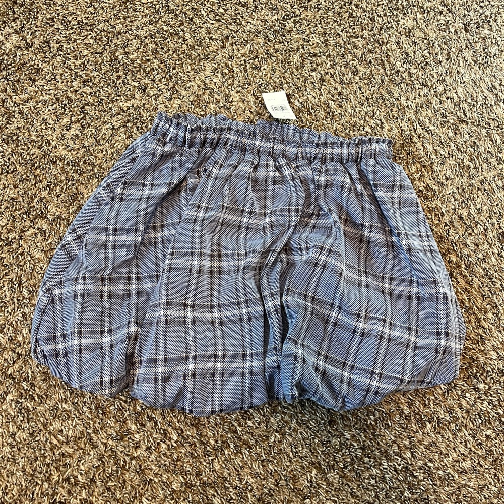 💛 NWT Blue Plaid Bubble Mini Skirt